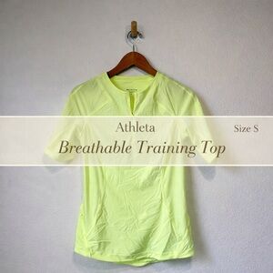 Athleta Neon Yellow Perforated Athletic Training Top Size S